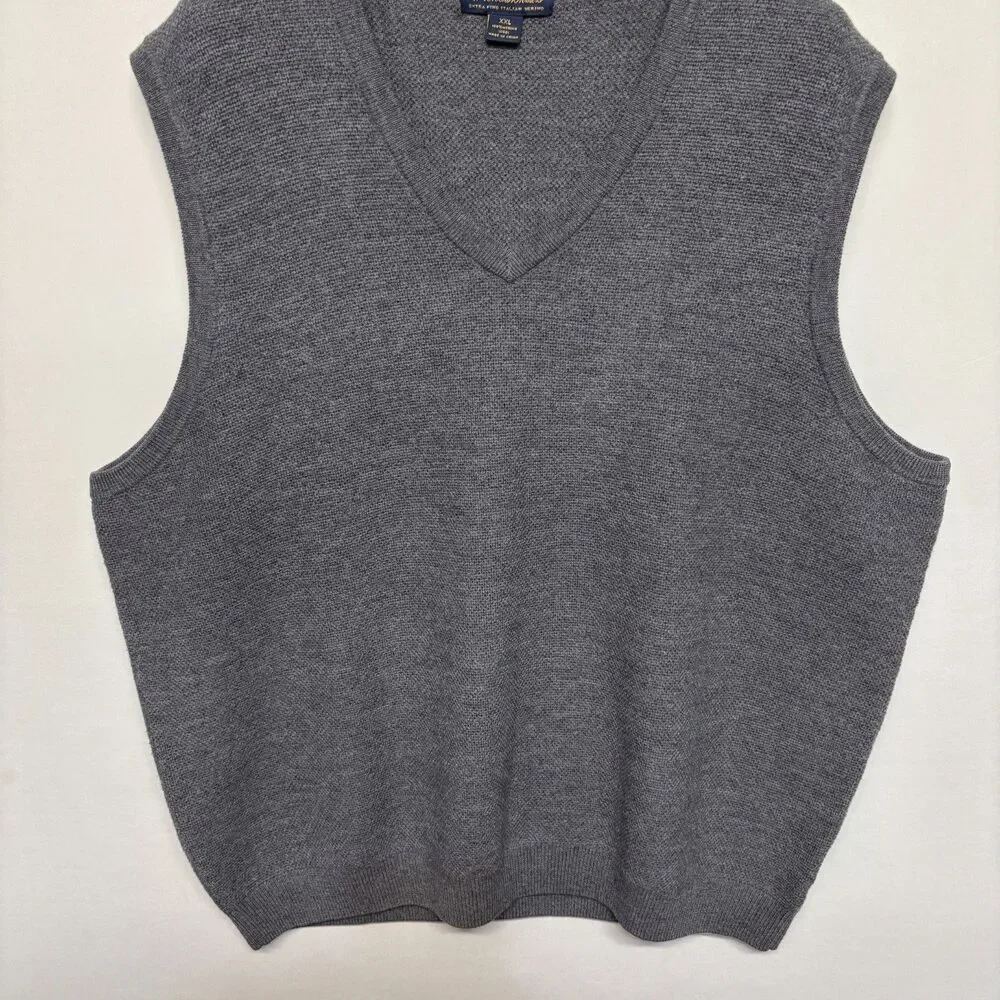Brooks Brothers Men 100% Merino Wool Sweater Vest XXL 2XL Gray D129 -17